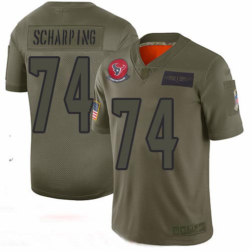 Texans #74 Max Scharping Camo Men's Stitched Football Limited 2019 Salute To Service Jersey