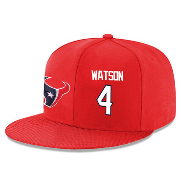 Texans 4 DeShaun Watson Red Adjustable Hat