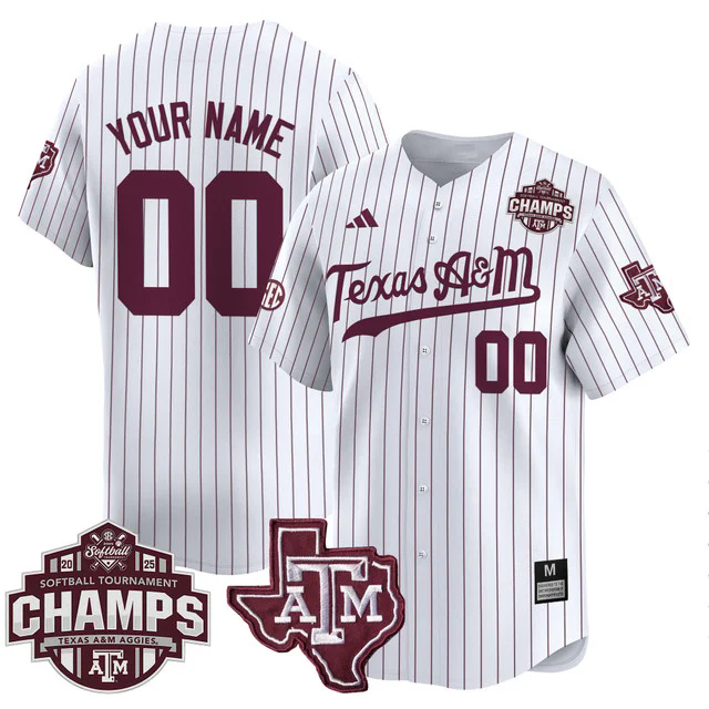 Texas A&M Aggies 2025 SEC Softball Champions Patch Vapor Custom Jersey.webp