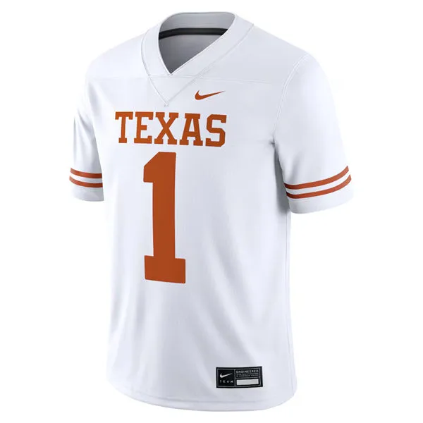 Texas Longhorns #1 Derrek Cooper 2025 SEC White Football Game Jersey 