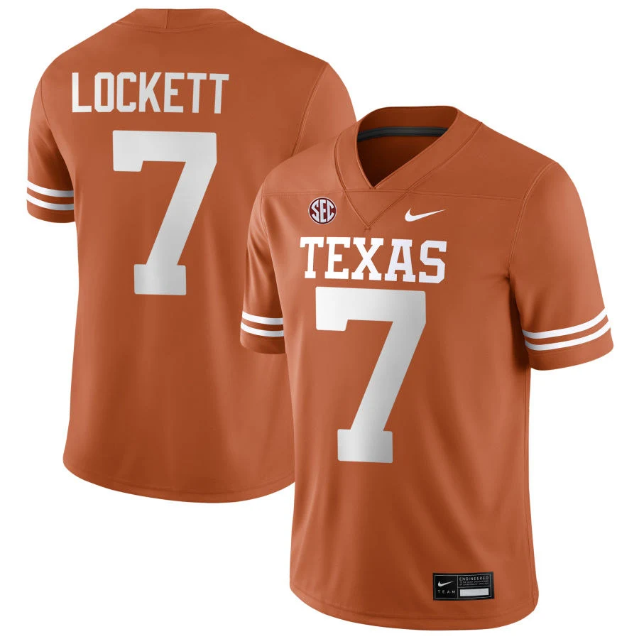 Texas Longhorns #7 Kaliq Lockett 2025 SEC Orange College Football Game Jersey 