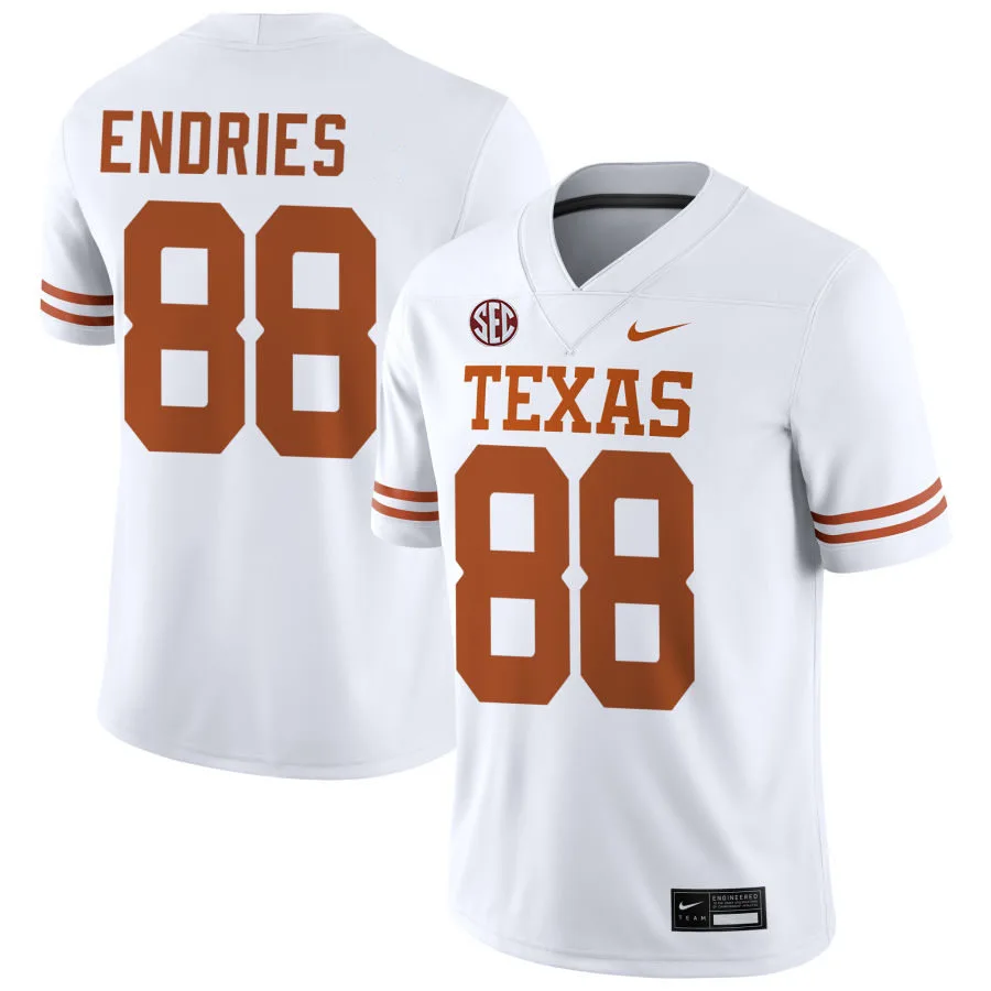 Texas Longhorns #88 Jack Endries 2025 SEC white College Football Game Jersey 