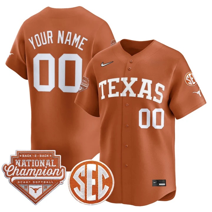 Texas Longhorns 2026 World Series (WCWS) Champions Vapor Premier Limited Custom Jersey