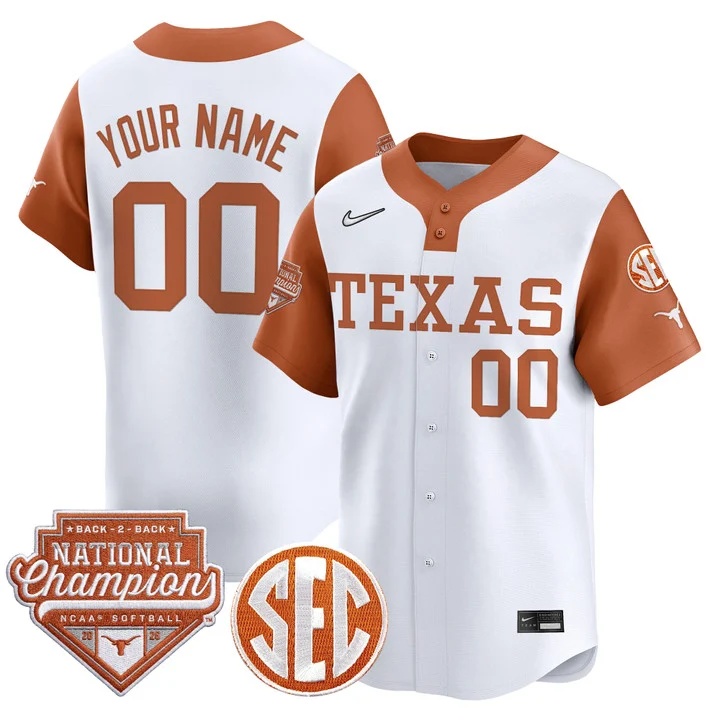 Texas Longhorns 2026 World Series (WCWS) Champions Vapor Premier Limited Custom Jersey WHITE3