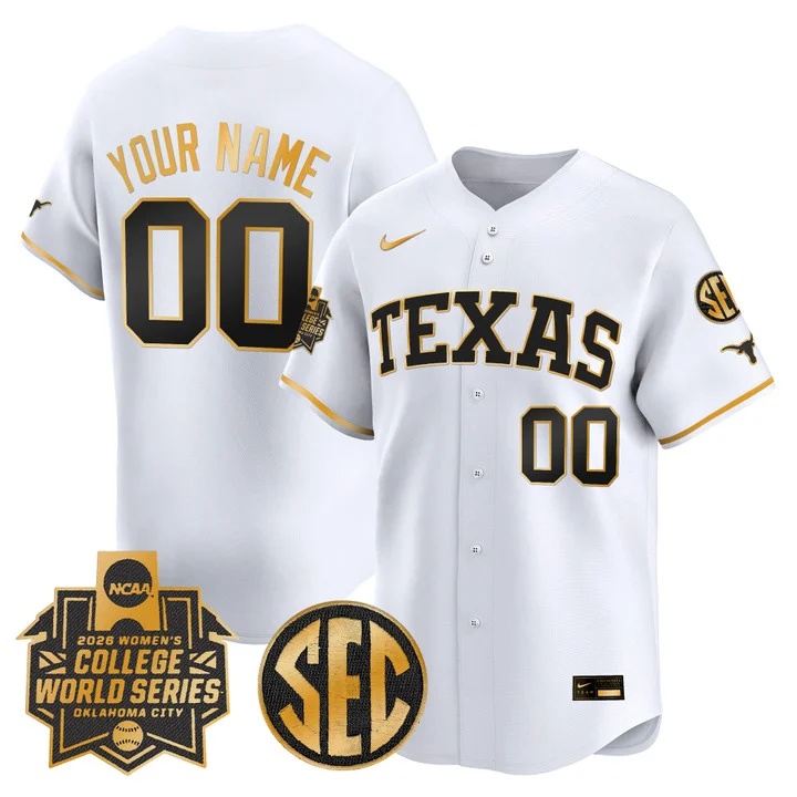 Texas Longhorns Softball 2026 World Series (WCWS) Vapor Premier Limited Custom Jersey WHITE3