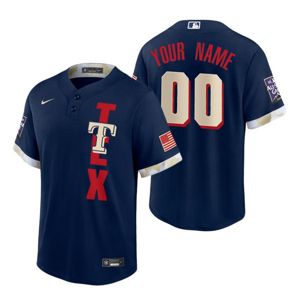 Texas Rangers Custom Willie Calhoun Andy Ibanez Eli White Charlie Culberson Nick Solak Navy 2021 MLB All-Star Jersey