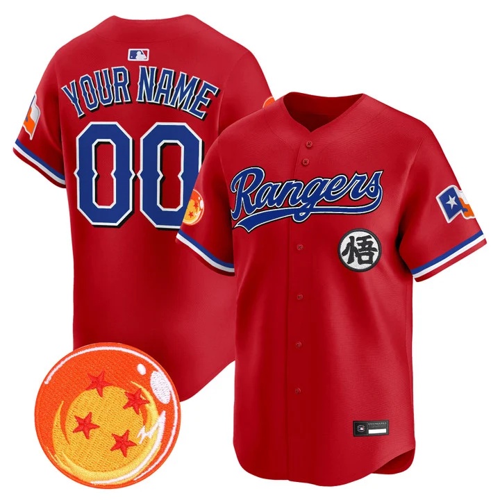 Texas Rangers x Dragon Ball Vapor Premier Limited Custom Jersey RED