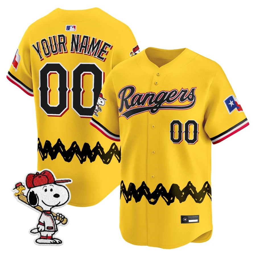 Texas Rangers x Peanuts Vapor Premier Limited Custom Jersey GOLD