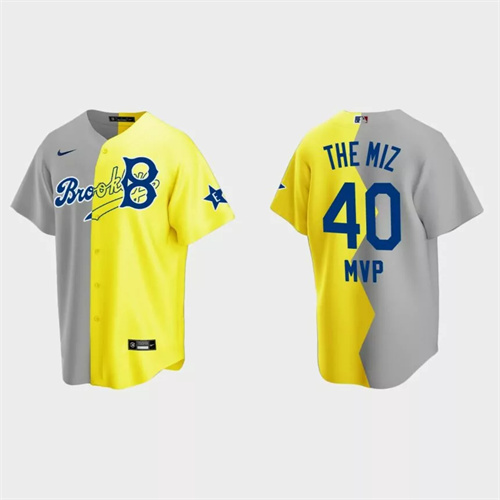 The Miz Brooklyn Dodgers 2022 Celebrity Softball Game MVP Split Jersey – Gray Yellow.jpg
