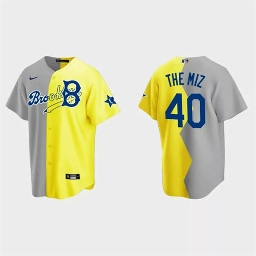 The Miz Brooklyn Dodgers 2022 Celebrity Softball Game Split Jersey – Gray Yellow.jpg