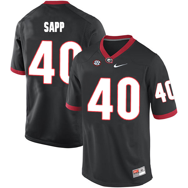 Theron Sapp Georgia Bulldogs Men's Jersey - #40 NCAA Black Limited Home