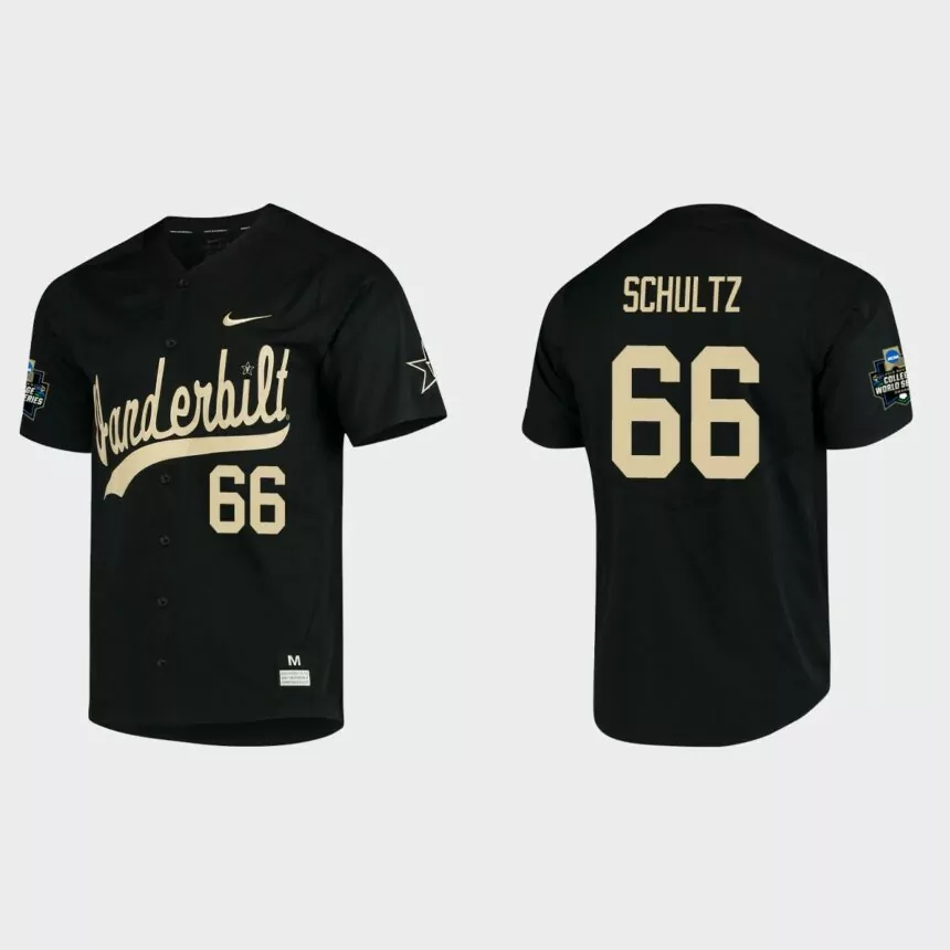 Thomas Schultz Vanderbilt Commodores College World Series Baseball Jersey – Black