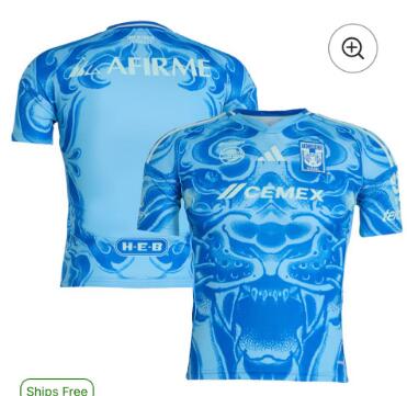 Tigres UANL adidas Youth 202526 AwayReplica Jersey Blue