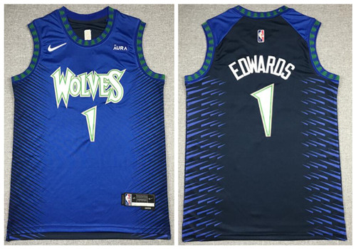 Timberwolves 1 Anthony Edwards Navy 2021-22 City Edition Nike Swingman Jersey