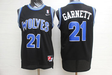 Timberwolves 21 Kevin Garnett Black Nike Swingman Jersey