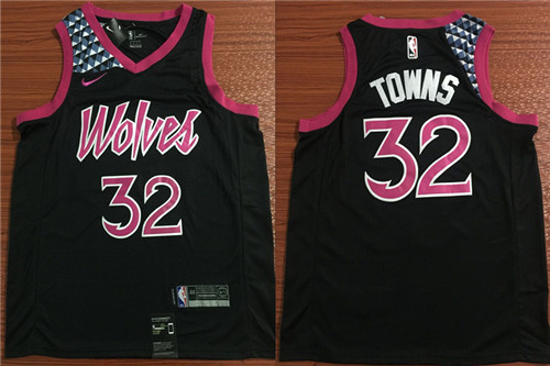 Timberwolves 32 Karl Anthony Towns Black 2018 19 City Edition Nike Swingman Jersey