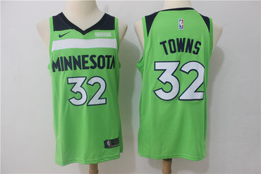 Timberwolves 32 Karl-Anthony Towns Green Nike Swingman Jersey