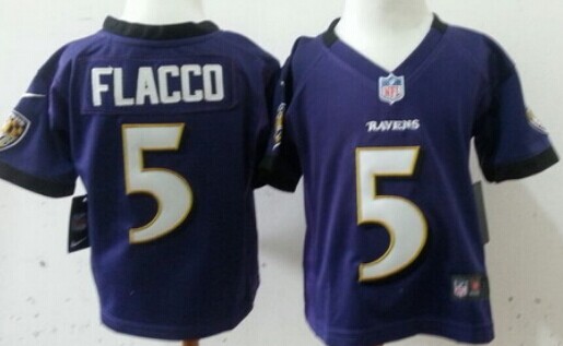 Toddler's Baltimore Ravens #5 Joe Flacco Purple Nik Football Stitched Jersey
