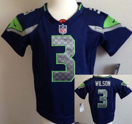 Toddler's Nik Seattle Seahawks #3 Russell Wilson Navy Blue Football Jersey