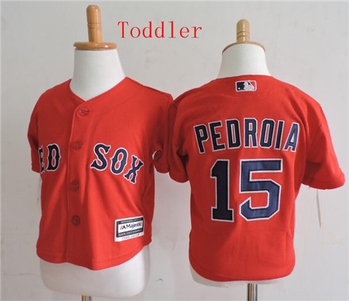 Toddler Boston Red Sox #15 Dustin Pedroia Red Cool base Baseball Jerseys