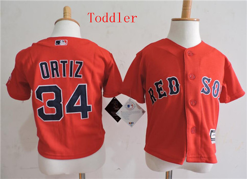 Toddler Boston Red Sox #34 David Ortiz Red Cool base Baseball Jerseys