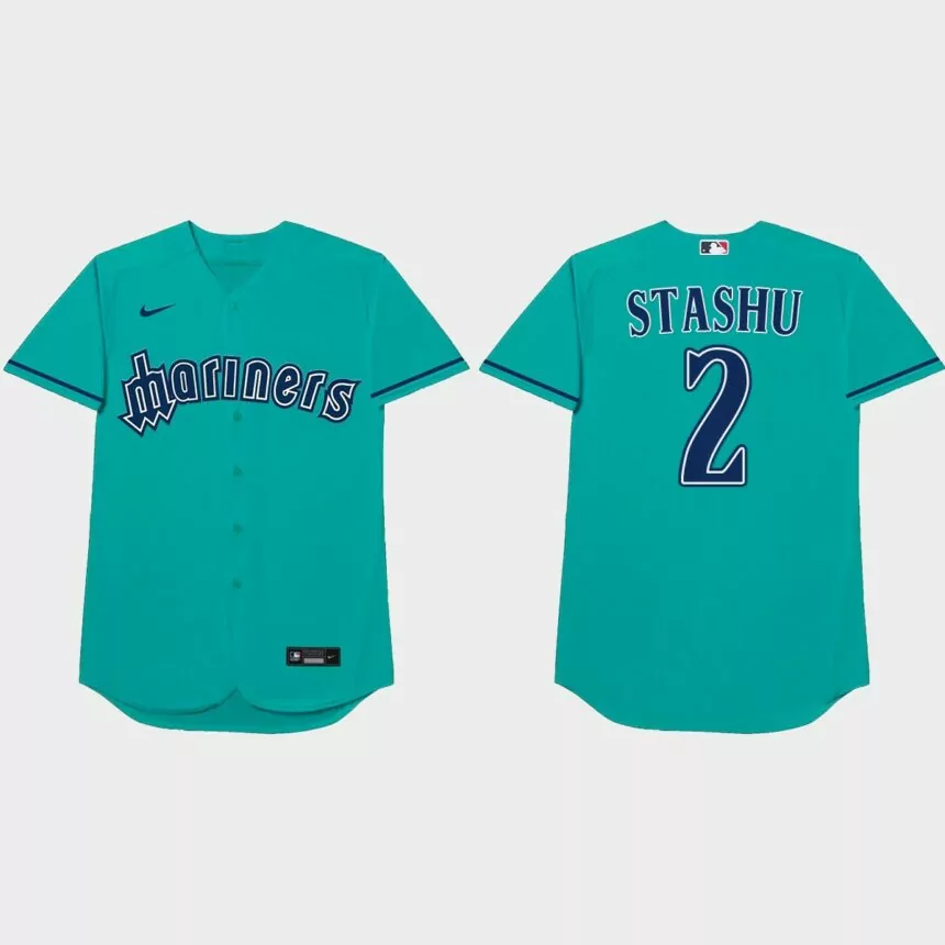 Tom Murphy Nickname Mariners 2021 Players’ Weekend Stashu Jersey – Aqua
