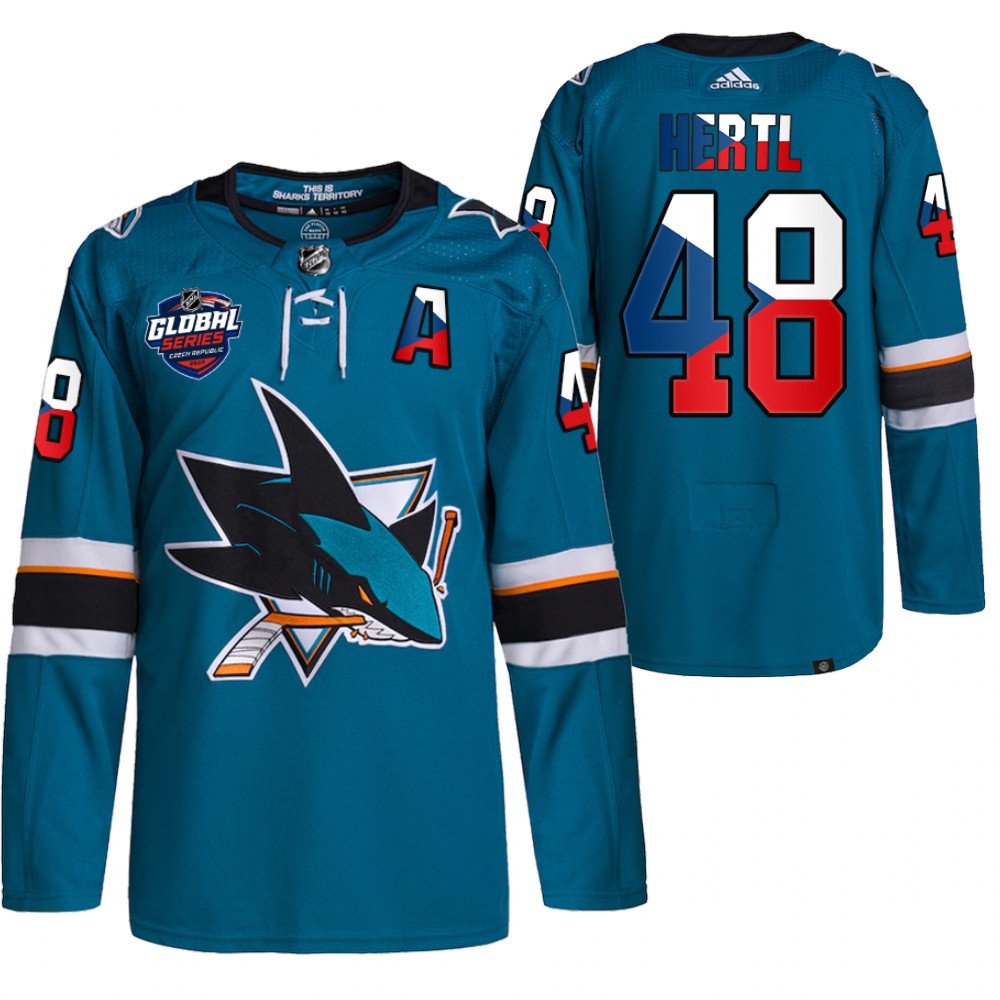 Tomas Hertl San Jose Sharks Teal 2022 NHL Global Series Czech Republic Challenge Jersey