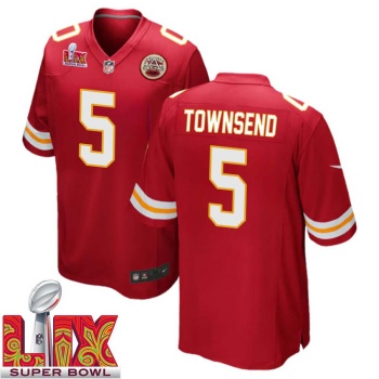 Tommy Townsend No 5 Men Super Bowl LIX Kansas City Chiefs Home Game 2025 Jersey- Replica