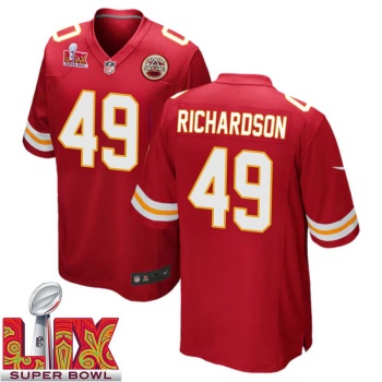 Tony Richardson No 49 Men Super Bowl LIX Kansas City Chiefs Home Game 2025 Jersey- Replica