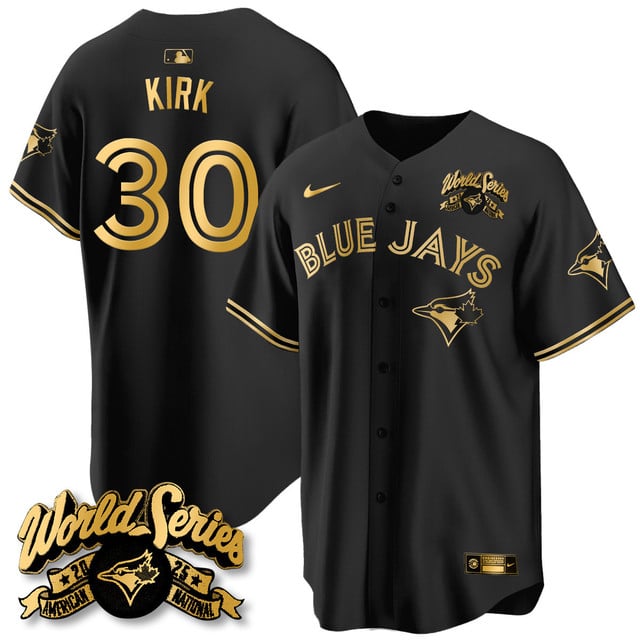 Toronto Blue Jays 2025 American League Champions Jersey black gold #30 Alejandro Kirk