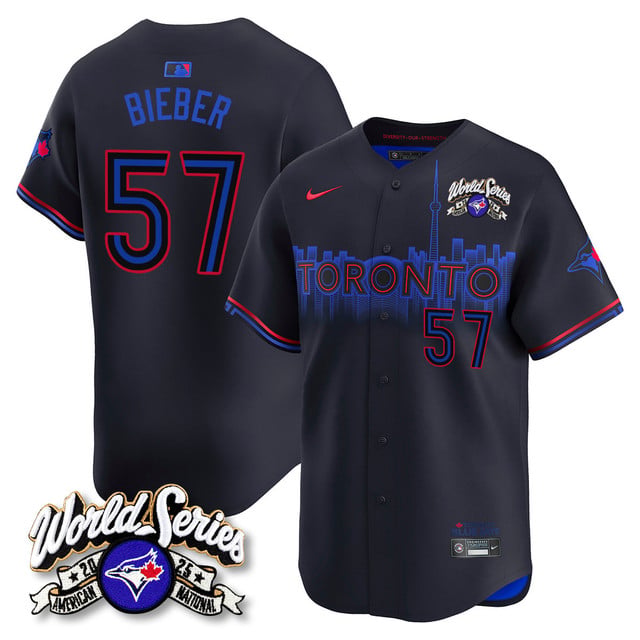 Toronto Blue Jays 2025 American League Champions Jersey city connect  #57 Shane Bieber