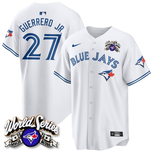 Toronto Blue Jays 2025 American League Champions Jersey white #27 Vladimir Guerrero jr.