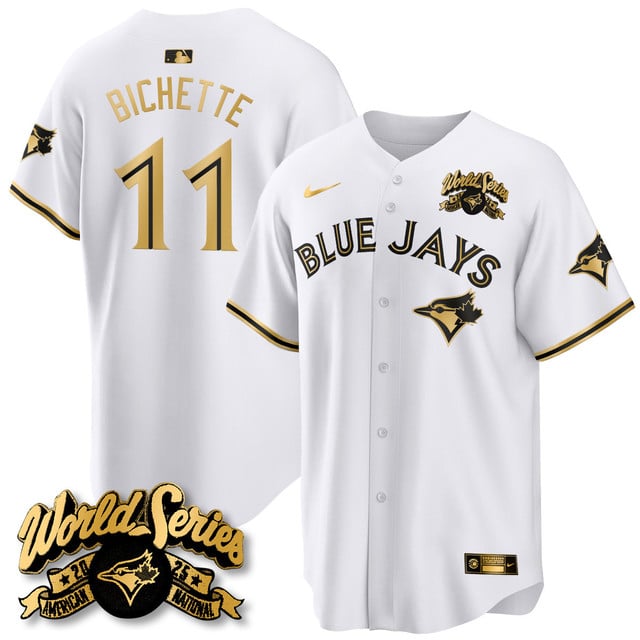 Toronto Blue Jays 2025 American League Champions Jersey white gold #11 Bo Bichette