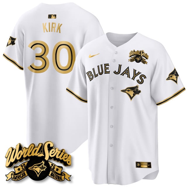 Toronto Blue Jays 2025 American League Champions Jersey white gold #30 Alejandro Kirk