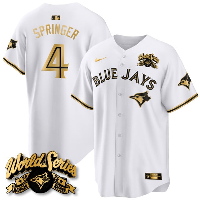 Toronto Blue Jays 2025 American League Champions Jersey white gold #4 George Springer