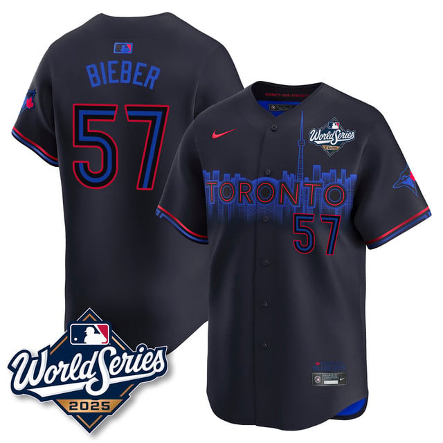 Toronto Blue Jays 2025 World Series Jersey black #57 Shane Bieber