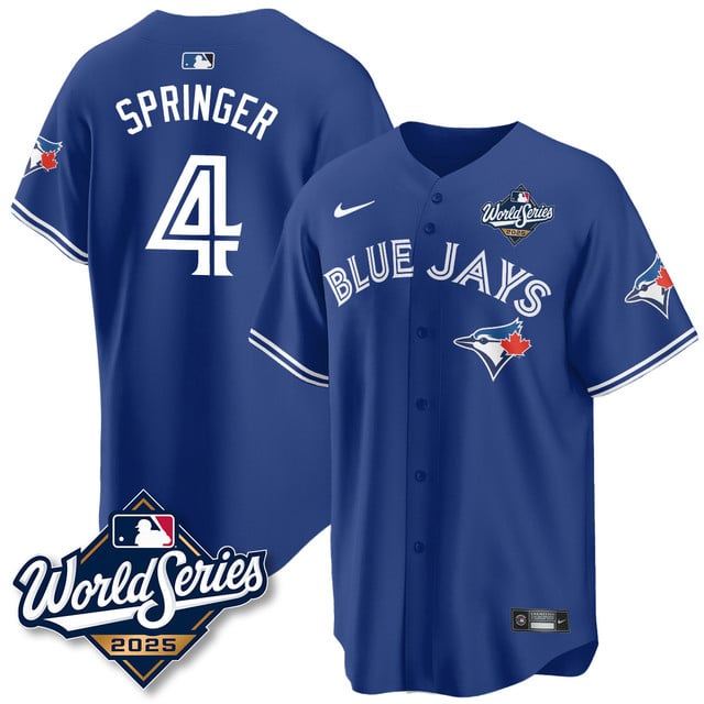 Toronto Blue Jays 2025 World Series Jersey royal #4 George Springer