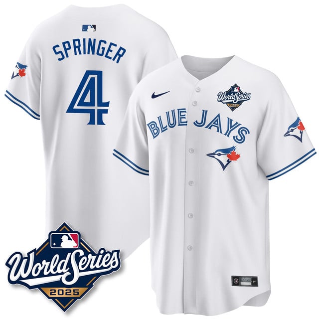 Toronto Blue Jays 2025 World Series Jersey white #4 George Springer