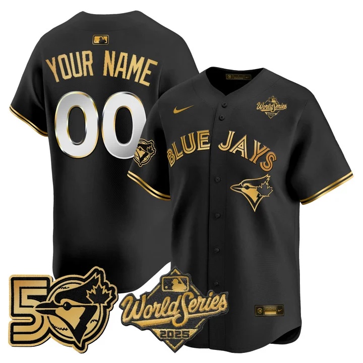 Toronto Blue Jays 2025 World Series Vapor Premier Limited Custom Jersey - 50 Seasons Patch BLACK