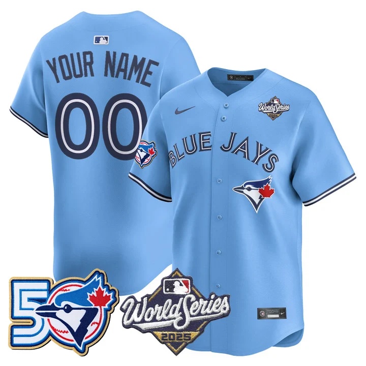 Toronto Blue Jays 2025 World Series Vapor Premier Limited Custom Jersey - 50 Seasons Patch BLUE