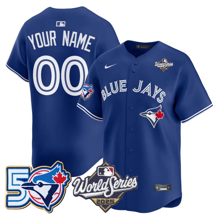 Toronto Blue Jays 2025 World Series Vapor Premier Limited Custom Jersey - 50 Seasons Patch ROYAL