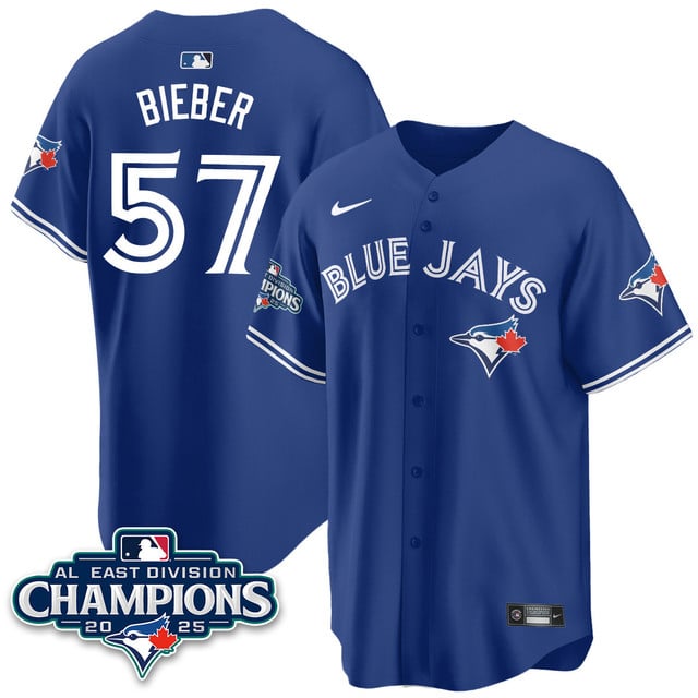 Toronto Blue Jays AL East Division Champions Jersey royal #57 Shane Bieber