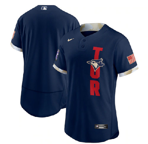 Toronto Blue Jays Blank 2021 Navy All-Star Flex Base Stitched MLB Jersey