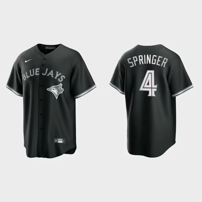 Toronto Blue Jays George Springer 2021 All Black Fashion Replica Jersey – Black White