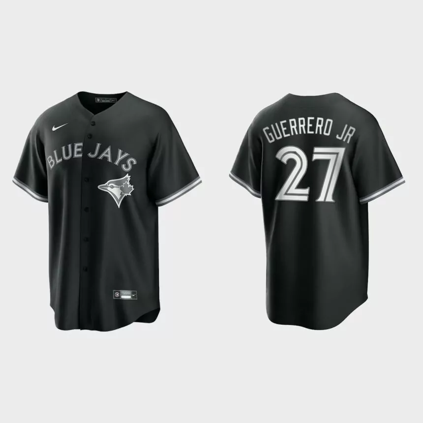 Toronto Blue Jays Vladimir Guerrero Jr. 2021 All Black Fashion Replica Jersey – Black White