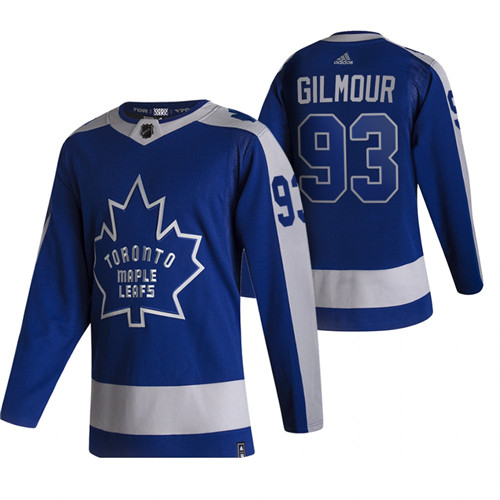 Toronto Maple Leafs #93 Doug Gilmour Blue Men's Adidas 2020-21 Reverse Retro Alternate NHL Jersey