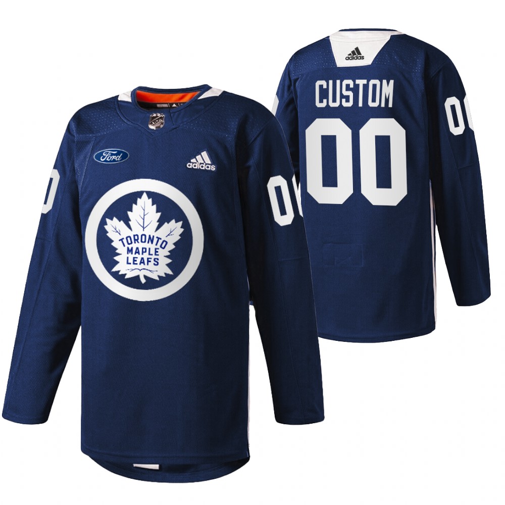 Toronto Maple Leafs Custom Navy 2022 Primary Logo Warm Up Jersey