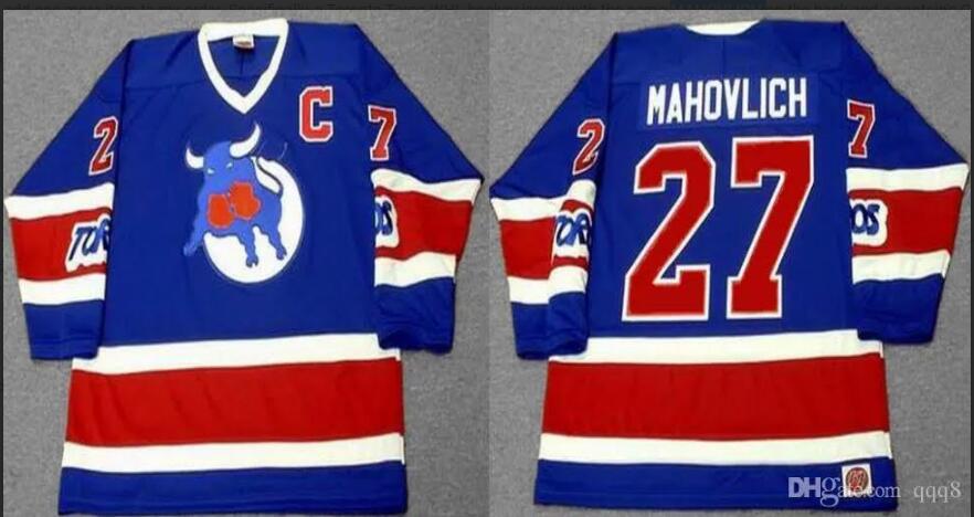 Toronto Toros WHL hockey jersey 27 MAHOVLICH jersey