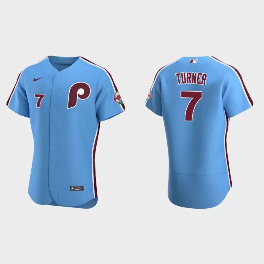 Trea Turner Philadelphia Phillies Authentic Alternate Jersey – Light Blue