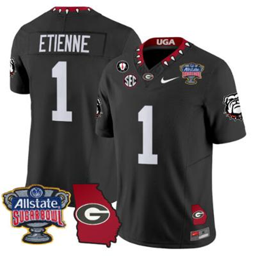 Trevor Etienne Jersey #1 Georgia Bulldogs 2025 Sugar Bowl Patch Vapor Black